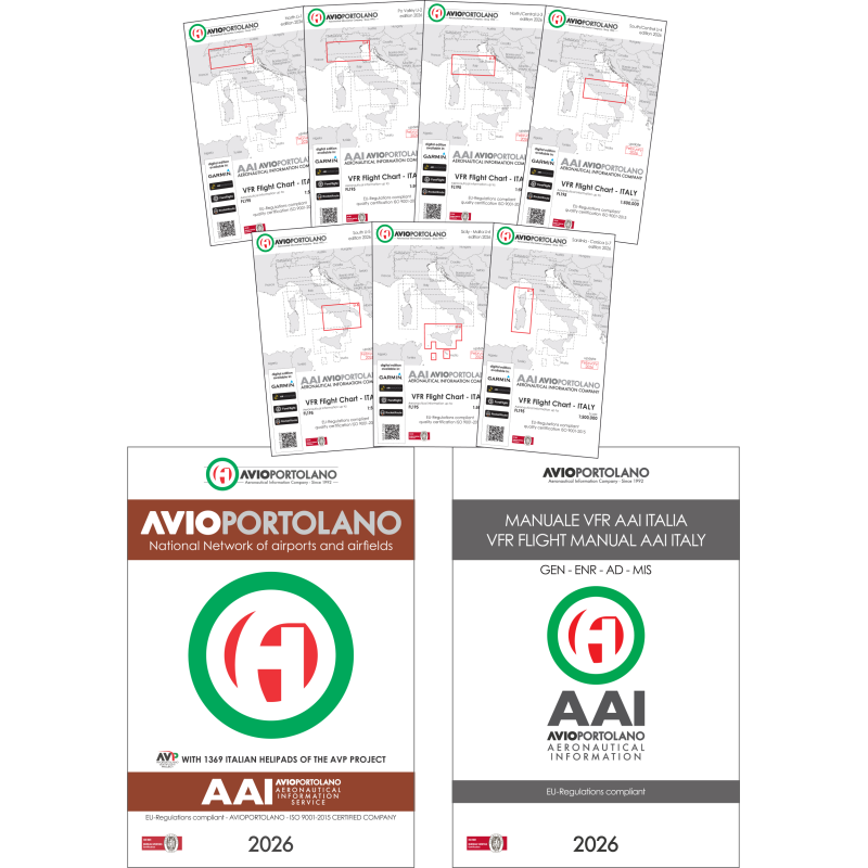 Italy charts + VFR Flight Manual AAI Italy +Avioportolano (ENGLISH EDITION)